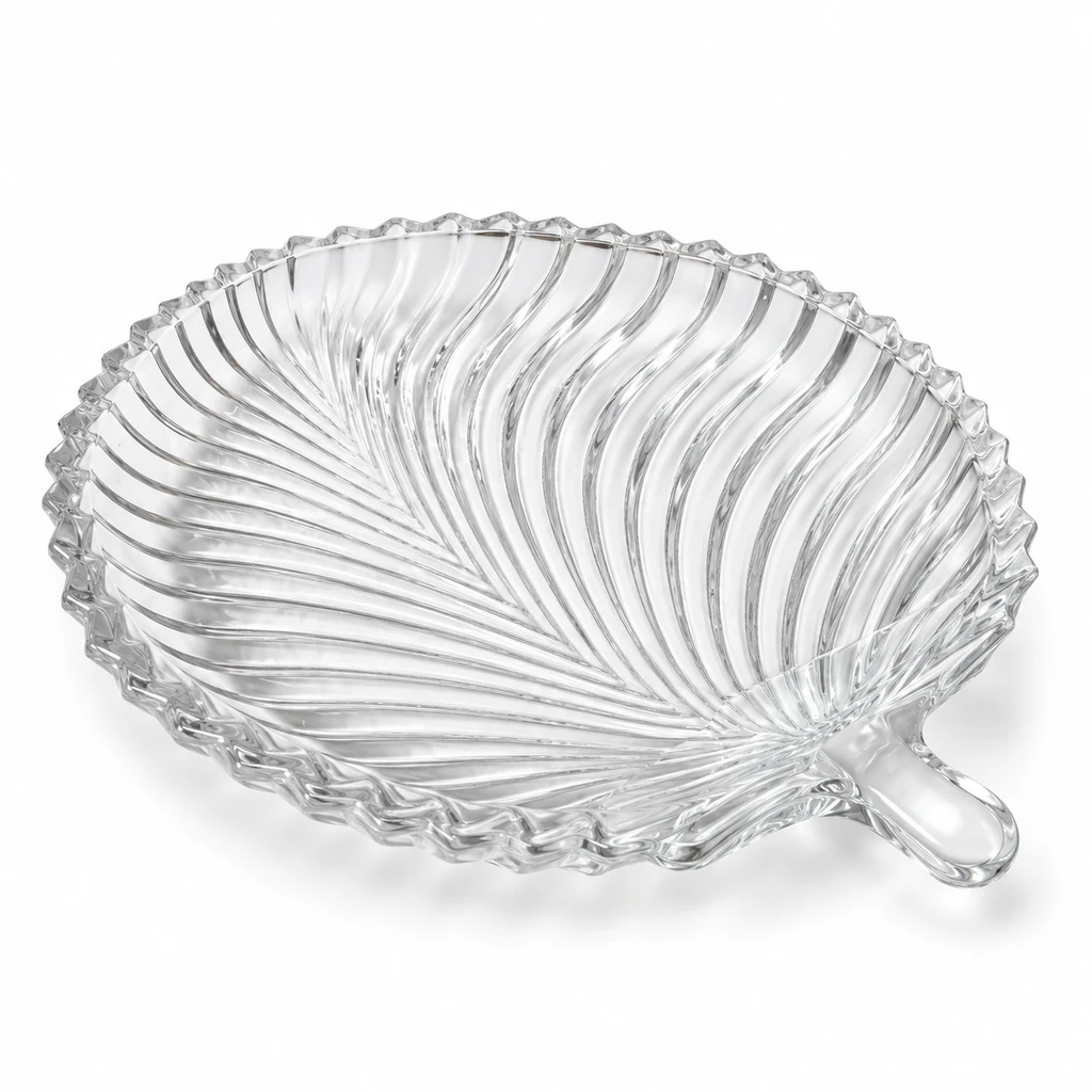 Premium Leaf-Shape Glass Serving Platter